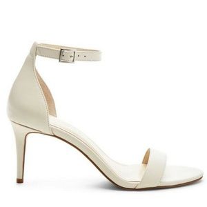 Enzo Angiolini Womens White Leather Heels Evening Sandals Shoes 9
